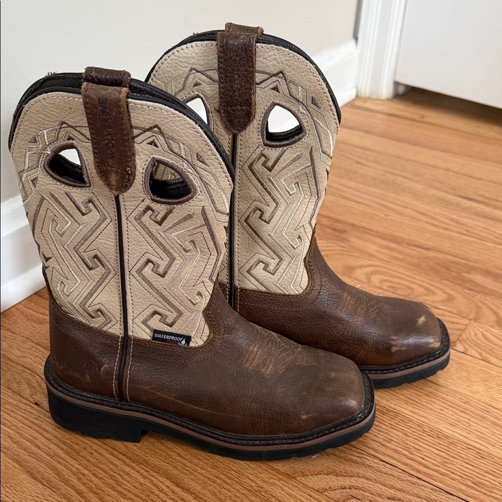 Brown and Cream Hard Toed Work Boots